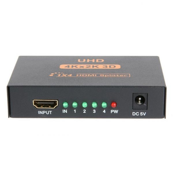 ALLOYSEED 1 To 4 EU/UK Plug HDMI Video Splitter Metal Cased  Product ID 107658
