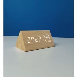 Triangle Wooden Style Digital Led Clock
