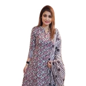 High Quality Cotton Block Print Three Piece