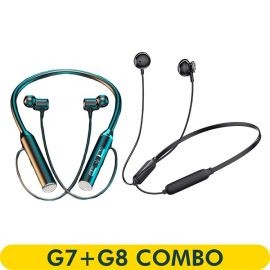 (G7+G8) Combo Sports Bluetooth Neckband With Magnetic Headsets